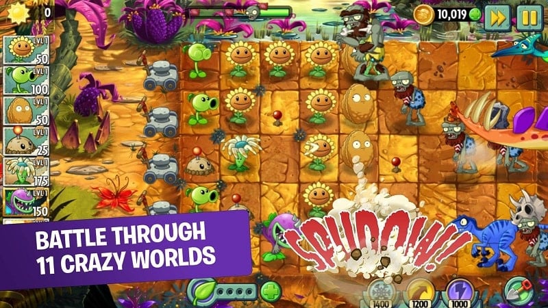Plants vs Zombies 2 12.2.1 (Menu/God mode, Unlimited money, Max level, 0 sun)
